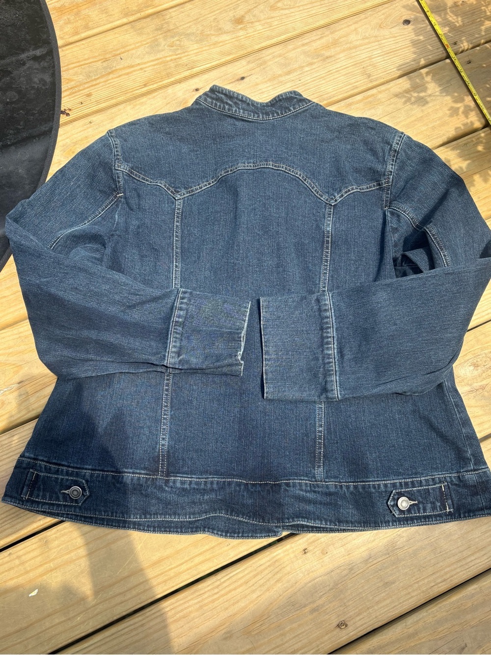 Style & Co Woman Denim Jacket Size 20W Blue Stretch Jean Jacket Mandarin Collar - Picture 5 of 7